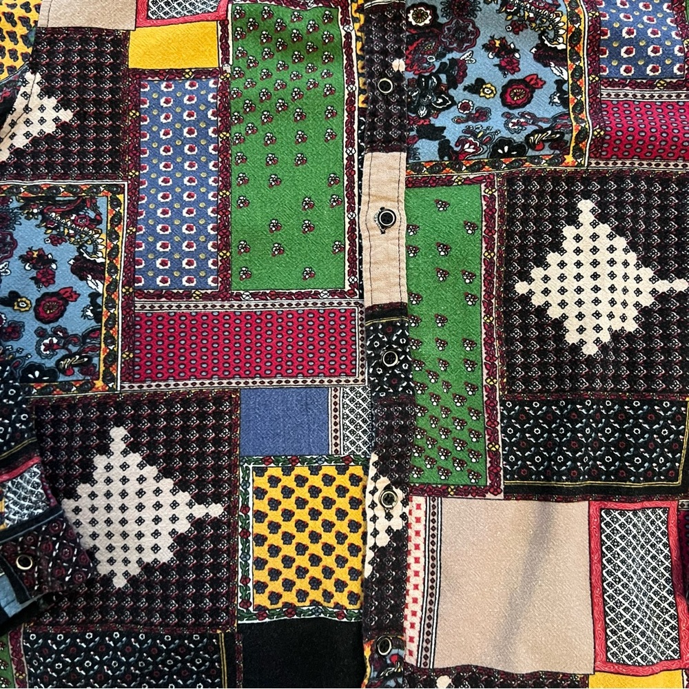 Luc Matton multicoloured patchwork button up cott… - image 3